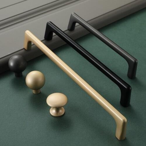 Matte Gold Cabinet Handles Black Gray Solid Zinc Alloy Kitchen Cupboard Pulls Drawer Single Knobs Furniture Hardware Pulls