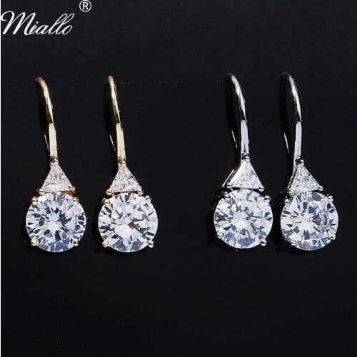 Miallo Fashion Cubic Zirconia Drop Earrings for Women Accessories Silver Color Bridal Wedding Earring 2021 Party Jewelry Gifts