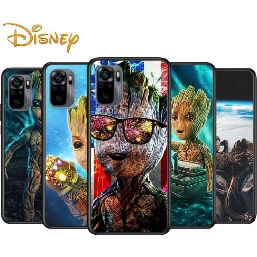 Groot Marvel Avengers for Xiaomi Redmi Note 10 10S 9 9T 9S 9Pro Max 8T 8Pro 8 7 6 5 Pro 5A 4X 4 Soft Black Phone Case