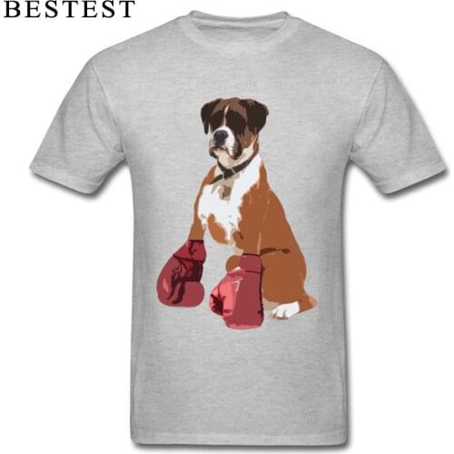Boxer Dog T-shirt Men Lovely Design Grey T Shirt 2019 Summer Popular Pitbull Cartoon Tshirt Pet Shar Pei Print Clothes Funny