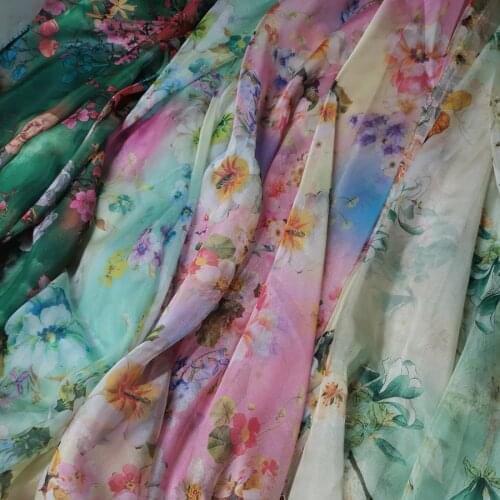 Soft 30D Chiffon Fabric Fresh Flower Flowing Thin Style Cloth Silky Scarf Costume Skirt Clothing Fabric