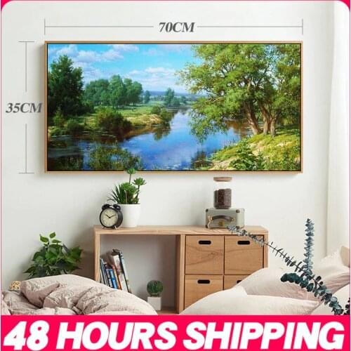 Meian Cross Stitch Embroidery Kits 14CT Landscape River Cotton Thread Painting DIY Needlework DMC New Year Home Decor VS-0040