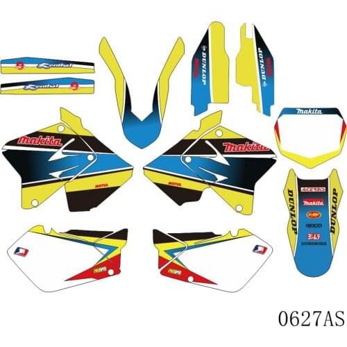 Full Graphics Decals Stickers Motorcycle Background Custom Number Name 3M For SUZUKI RM 125 250 RM125 RM250 2001-2012