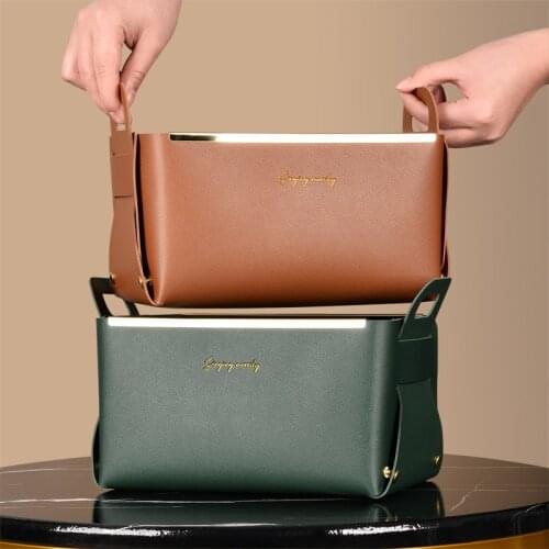 Desktop Storage Tray Leather Key Plate Home Decoration Dice Tray key Wallet Coins PU leather folding Storage Box Wholesale