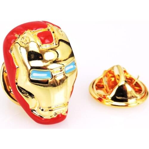 Novelty Mens Brooch Golden iron man pin Hand paint enamel brooches high quality mens accessories wholesale free shipping XZ025