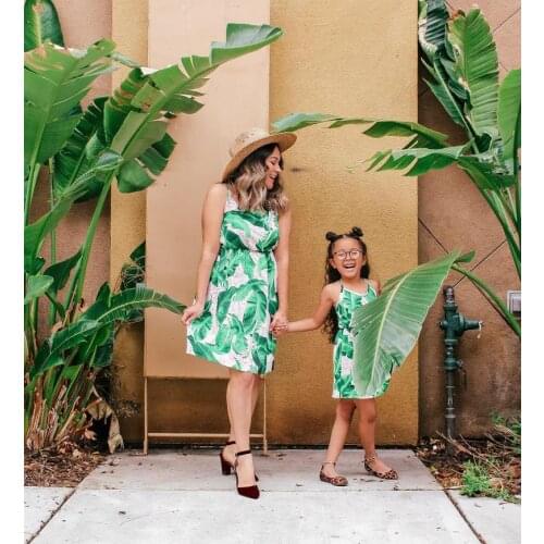 Family Matching Clothing Summer 2021 Mother And Daughter Home Clothes Printing Baby Clothes Parent-Child Dress