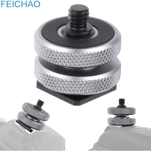 Single Double Nuts Cold Shoe Mount 3/8 1/4 5/8 Tripod to Flash Hot Shoe Screw Adapter for GoPro Action Camera DSLR Photo Studio