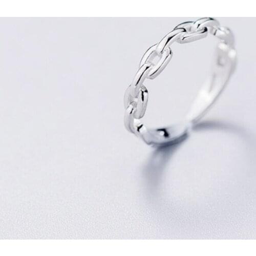 Sole Memory Simple Creative Retro Thai Silver Mini Chain 925 Sterling Silver Female Resizable Opening Rings SRI474