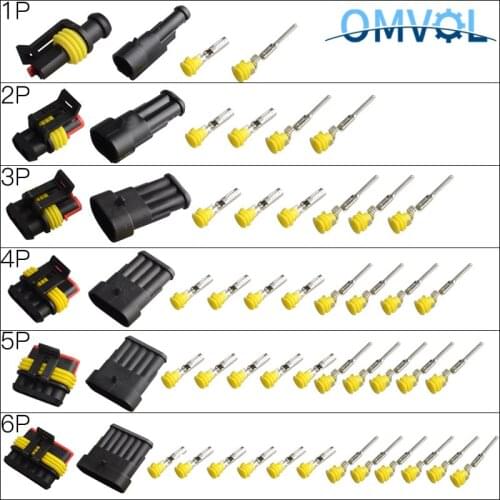 1Set 1/2/3/4/5/6 pins Way AMP Super seal Waterproof Electrical Wire 1.5 Connector Plug for car