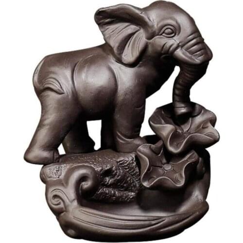Ganesha Elephant God Buddha Statues Backflow Incense Burner, Smoke Waterfall Incense Holder, Office Teahouse Decor