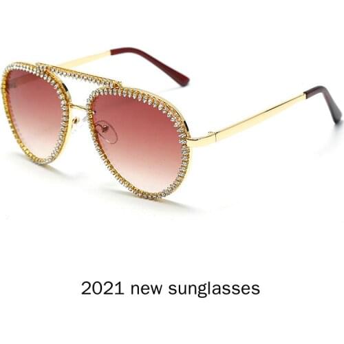 Metal Sparkling Diamond Sunglasses Women Retro Fashion Pilot Sunglasses Men Rhinestone Sun Glasses Brand UV400 Eyeglasses NX