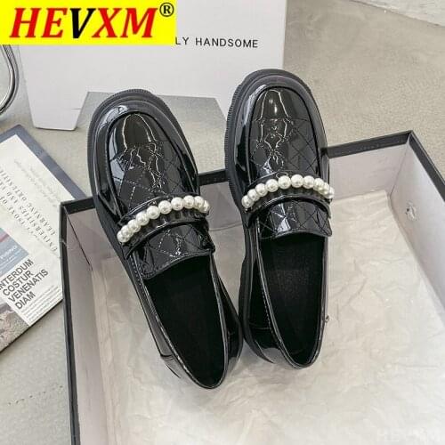 2021 Black Fashion Pearl Patent Leather Shoes Women Sexy Square Toe Low Heel Pumps Woman Comfortable Slip on Single Shoes