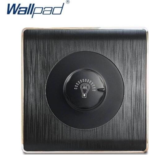 Wallpad Dimmer Switch Knob Button 220V 500W Wall Light Switch Black PC Brushed Panel For Home