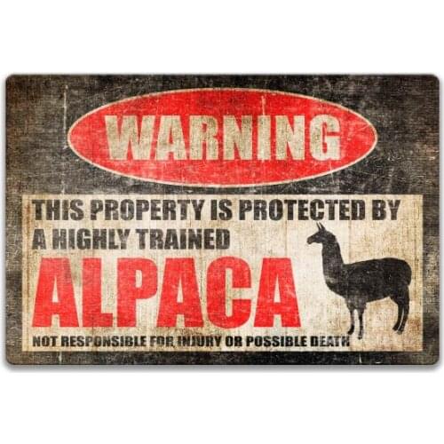 Funny Alpaca Sign Warning Danger Metal Tin Sign Vintage Tin Metal Sign Bar Club Cafe Garage Wall Decor Farm Decor Art