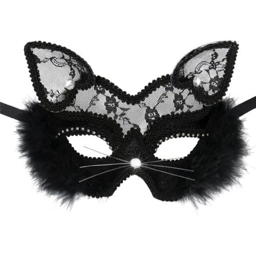 Woman Luxury Venetian Masquerade Mask Women Girls Sexy Lace Black Cat Eye Mask for Fancy Dress Christmas Halloween Party Ladies