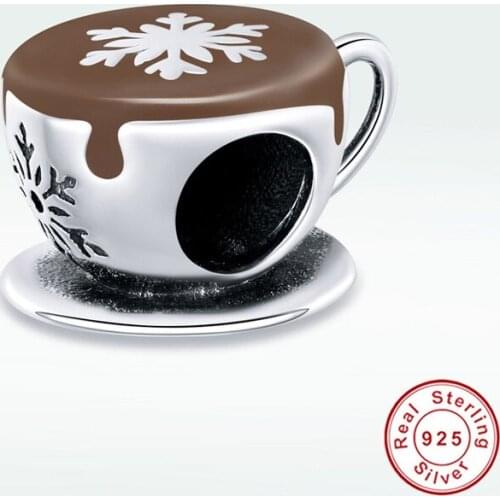 Winter coffee new charm 925 sterling silver enamel beads fit big brand original bracelet women popular jewelry gift making