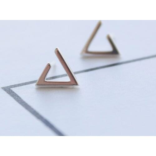 925 Sterling Silver Open Triangle Stud Earrings For Women Casual Style Girl Earings Personality Jewelry