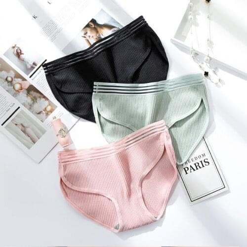 Female Seamless Underwear Womens Cotton Briefs Sexy Girl Middle Waist Panties Bamboo Fiber Women Lace Edge Breathable Briefs