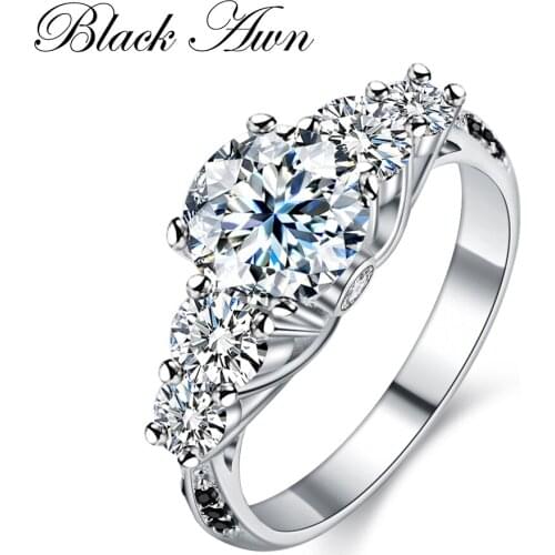 BLACK AWN 2020 New Fashion Anillos Mujer 925 Sterling Silver Jewelry Trendy Wedding Rings for Women Engagement Ring Luxury C149