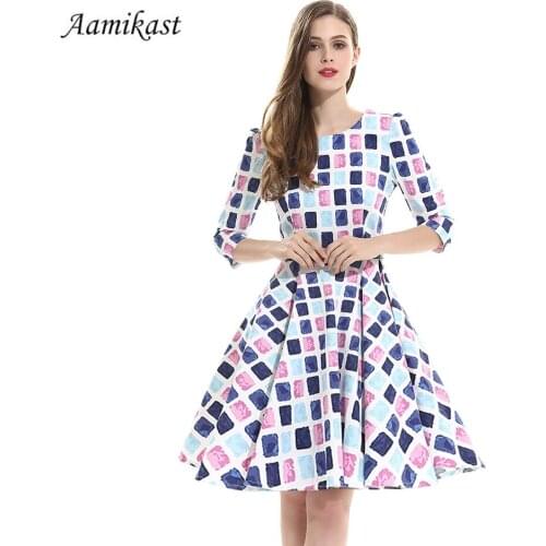 Women High Waist Dress Summer Floral Print Dresses Retro Casual Party Robe Vintage Sweet youth Girl Dress pin up dress Plus Size