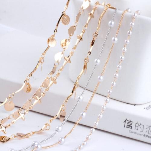 1meter Genuine Gold Plating Pearl Love Circle Chain Handmade Necklace Bracelet Earrings For Women Material Diy Accessories