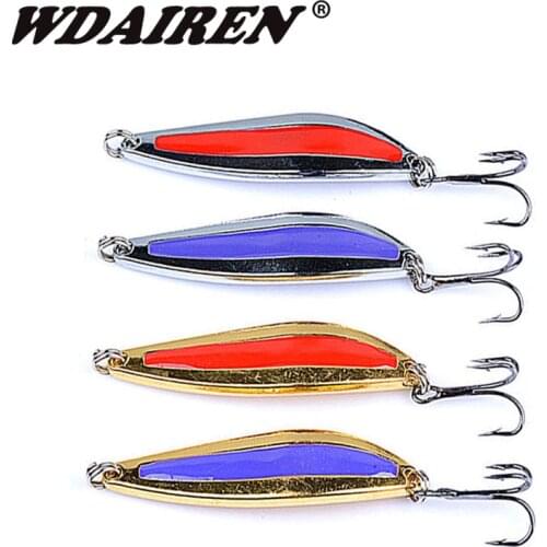 1Pcs Metal Fishing Lure 50mm 7g Spinner Spoon Bait For Trout Pike Pesca Peche Fishing Tackle Treble Hook WD-455