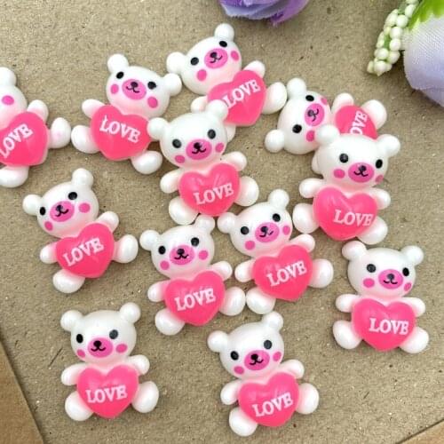 20Pcs Cute bear Resin Decoration Crafts Flatback Cabochon Scrapbook Kawaii DIY Embellishments Accessories B83