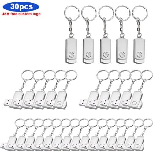 30pcs/lot Custom Logo Metal USB 2.0 4GB 8GB 16GB 32GB 64GB Flash Drive U Disk Pen Drive Pendrive Memory Stick Cle USB for Gift