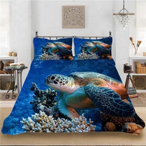 3D Sea Turtle Bedding Set Duvet Cover Set Adults Kids Boys Bedspread Bed Linen Pillowcases Twin Full King Queen Home Textiles
