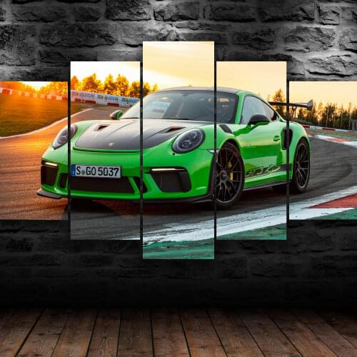 5 Piece Canvas Wall Art Porsche Racing Sports Car Poster Living Room Decor HD Modern Bedroom Decoration Picture Modular Painting