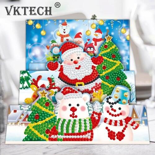 8pcs DIY Diamond Painting Greeting Card Special-shaped Part Drill Mosaic Merry Christmas Embroidery Kit Xmas Postcards Craft