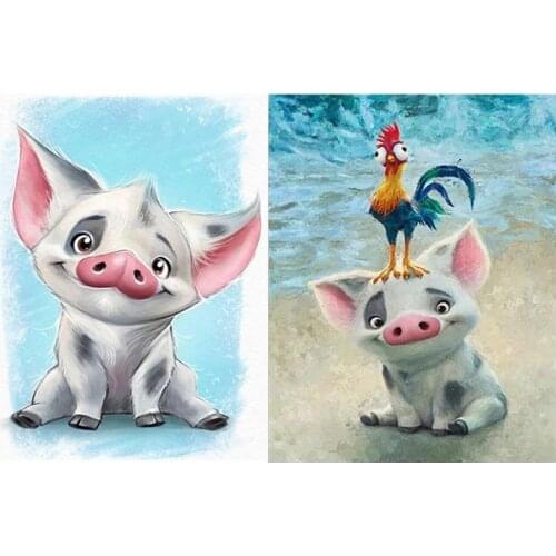 DIY 5D Diamond Painting Cartoon Cute Pig Picture Full Square/Round Diamond Embroidery Cross Stitch Mosaic Animal Art Room Decor