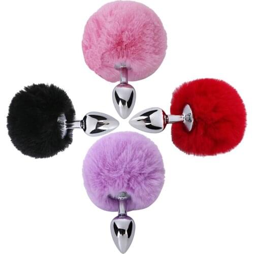 Anal Toy Butt Plug with Crystal Jewelry Smooth Touch Stainless Steel Bunny Tail Anal Plug Anal Sex Toys for Woman Men Gay