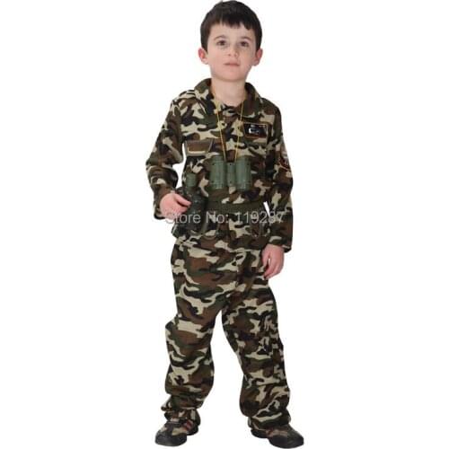 Free shipping children stage army costumes Halloween costume special forces handsome soldier dress camouflage clothing