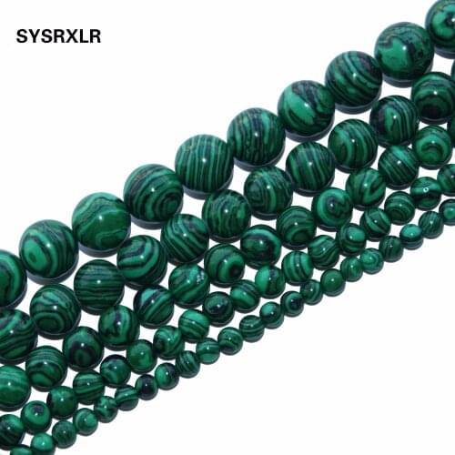 Natural Stone Malachite Beads Of Stone Round Of Relaxed Branelli The Sphere 4 / 6 / 8 / 10 / 12 MM Of Bracelet Strand Making Diy