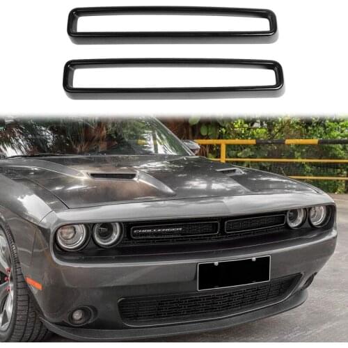 For Dodge Challenger Front Grille Inserts Front Grill Frame Trim 2015 2016 2017 2018 2019 2020, Black 2PCS