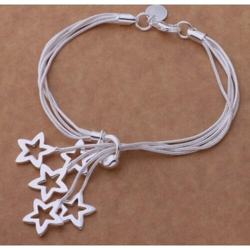 AH185 Hot sterling bracelet, sterling fashion jewelry hanging five five-pointed star /anxajfea bbzajtga silver color