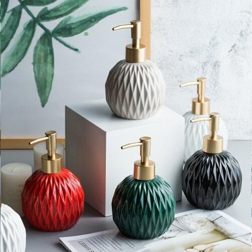 Ceramic hand Wash bottle Nordic bathroom Toilet milk Shower bottle Gel Shampoo Pressure bottle Bathroom accessories