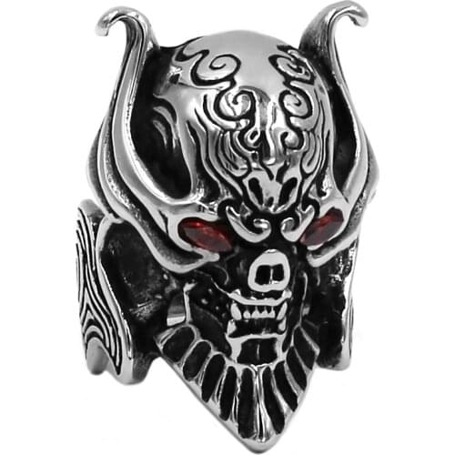 Wholesal Garo Skull Biker Ring Stainless Steel Red Stone Eye Japan Popular TV Series Hot Sale Hiphop Rock Biker Men Ring SWR0824