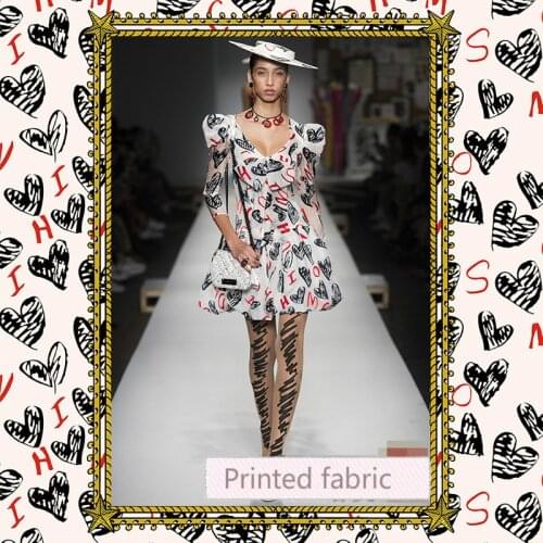 145 cm width Korean satin fabric letter love printing crepe fabric satin dress handmade DIY fabric wholesale cloth