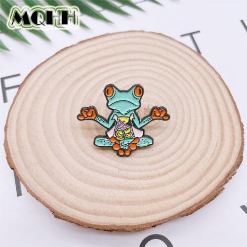 Creative Punk Animal Green Frog Enamel Pins Fun Anatomy Belly Organ Brooch Alloy Badge Personality Accessories Woman Jewelry