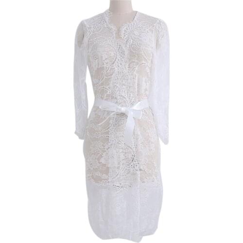 Lace Open Front Maternity Dress See Through Clothes Photography Props New