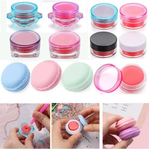 Macaron/Square/Round Diamond Painting Clay Cross Stitch Drilling Mud with Storage Container DIY Embroidery Glue Craft Nail Tools