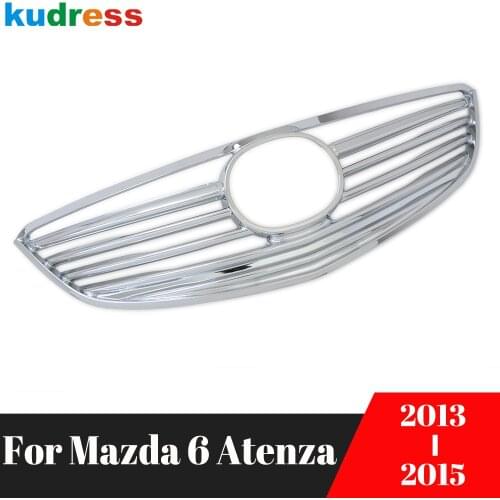 For Mazda 6 Mazda 6 Atenza 2013 2014 2015 Chrome Front Grille Grills Cover Trim Front Center Racing Mesh Car Styling Accessories