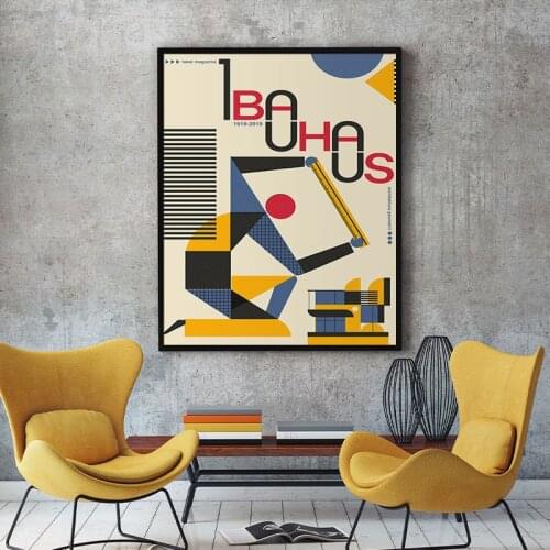 Bauhaus Retro Wall Art Exhibition Poster Geometric Abstract Pictures Canvas Painting Minimalist Print for Living Room Home Decor