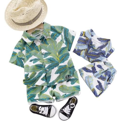 Baby boy clothes summer cotton short-sleeved shorts suit boys fashion printed beach casual shirt baby boy two-piece suit