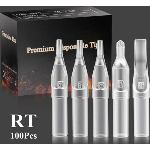 Tattoo Tips 100PCS 9F Tattoo Disposable Tips Assorted Size Tubes for Tattoo Needles Round/Flat/Magnum Sterilize Plastic Tips