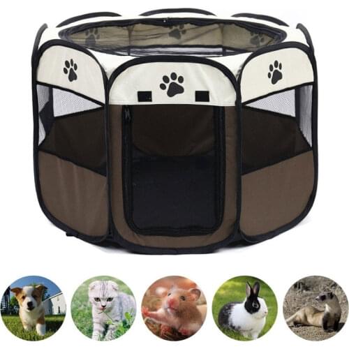Portable Folding Pet Tent Dog House Octagonal Cage for Cat Tent Playpen Puppy Kennel Easy Operation Fence Outdoor Big Dogs House