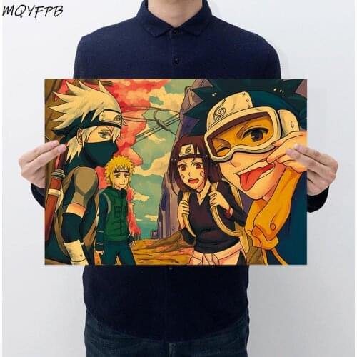 Japanese Animation Characters Kraft Paper Poster Home Room Bedroom Wall Decoration Painting Core 50.5x35cm