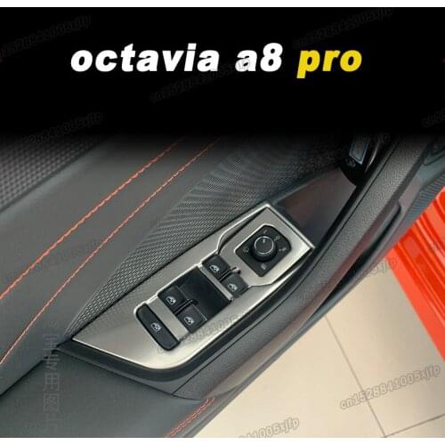Car Door Window Lifter Switch Control Button Panel Cover Decoration for Skoda Octavia Pro A8 2021 2022 Interior Accessories Auto